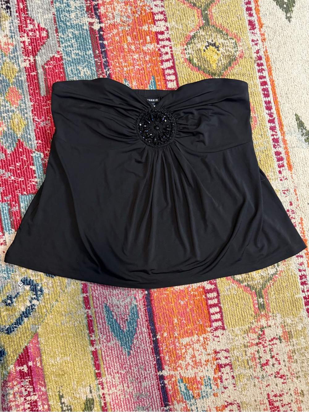 torrid Black Strapless Beaded Medallion Tank